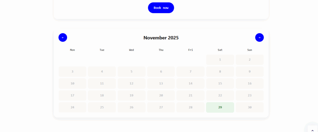 Premium Frontend – Calendar with visual slot feedback 01